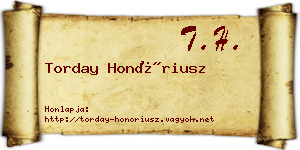 Torday Honóriusz névjegykártya